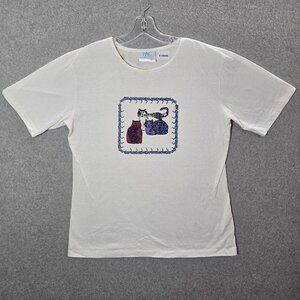 VINTAGE Staring Cats Men Shirt‎ Medium White Single Stitches Graphic 90s READ